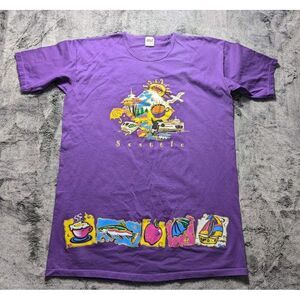 Anvil Short Sleeve Long Shirt Women's One Size Fits All Purple Made In USA